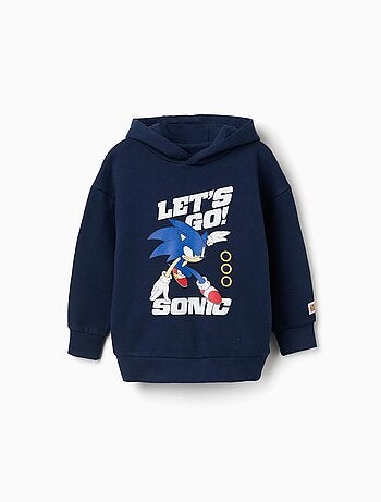 Felpa spazzolata con cappuccio e stampa sonic