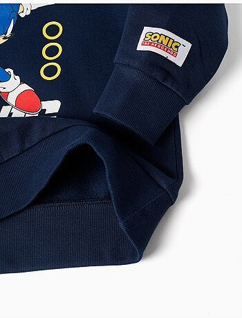 Felpa spazzolata con cappuccio e stampa sonic