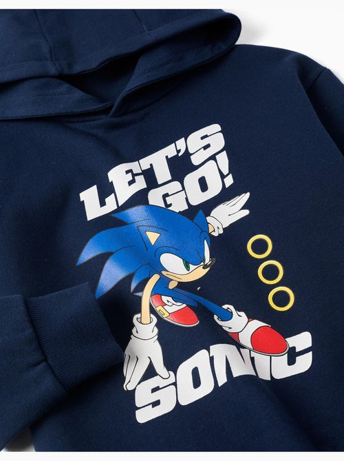 Felpa spazzolata con cappuccio e stampa sonic - Kiabi Felpa spazzolata con cappuccio e stampa sonic - Kiabi
