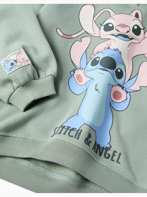 Felpa spazzolata con cappuccio e stampa Stitch e Angel - Kiabi Felpa spazzolata con cappuccio e stampa Stitch e Angel - Kiabi