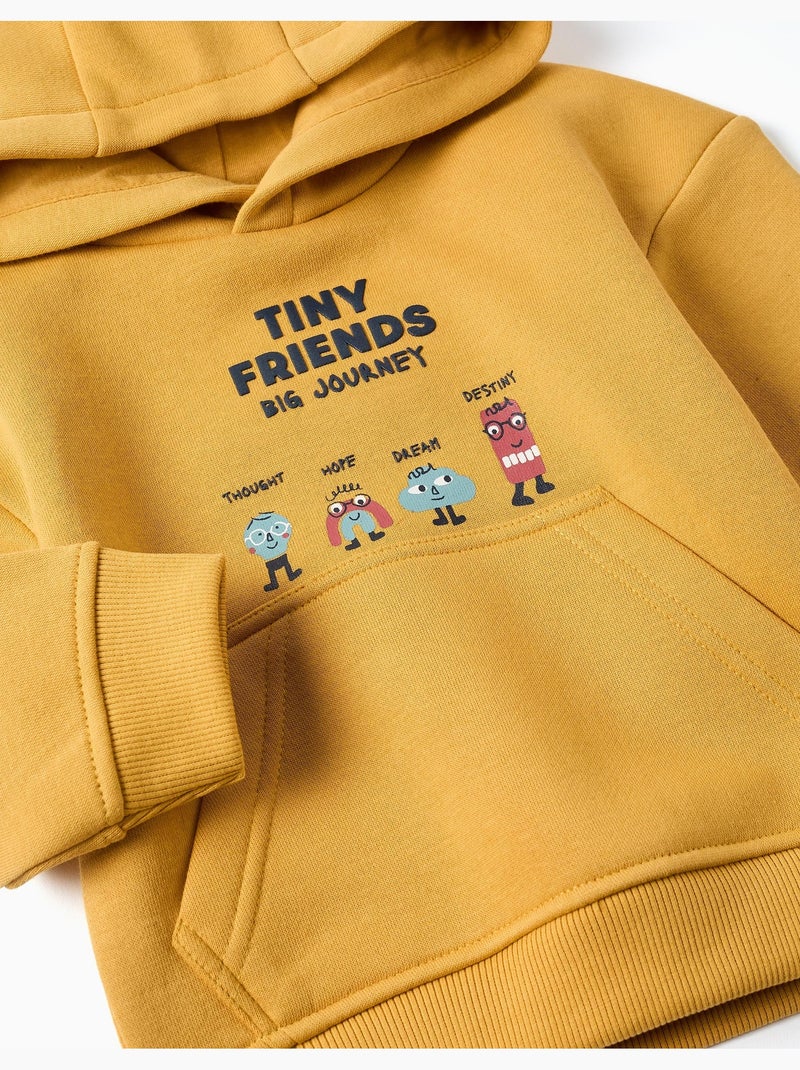 Felpa spazzolata con cappuccio e stampa Tiny Friends Giallo - Kiabi