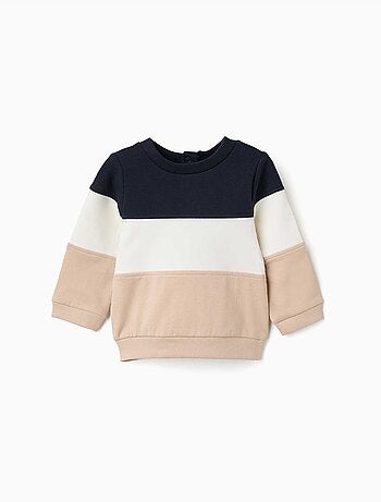 Felpa spazzolata con colour block