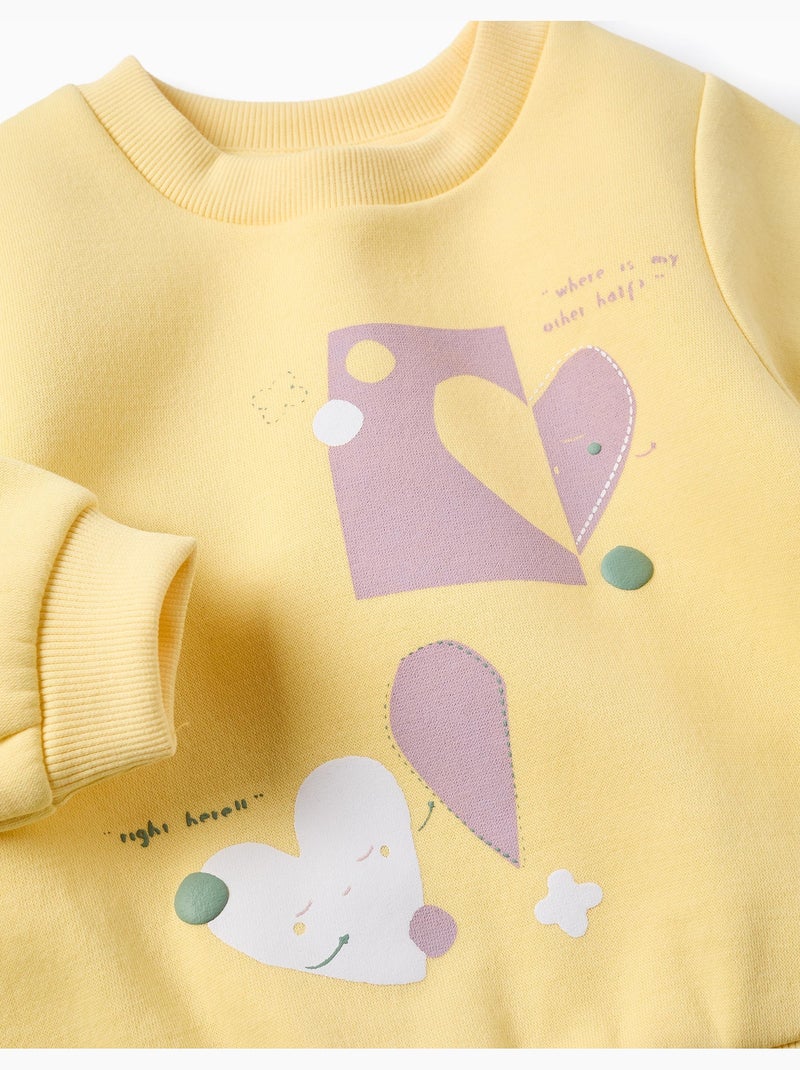 Felpa spazzolata con cuori stampati Giallo - Kiabi