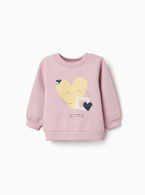 Felpa spazzolata con cuori stampati - Kiabi