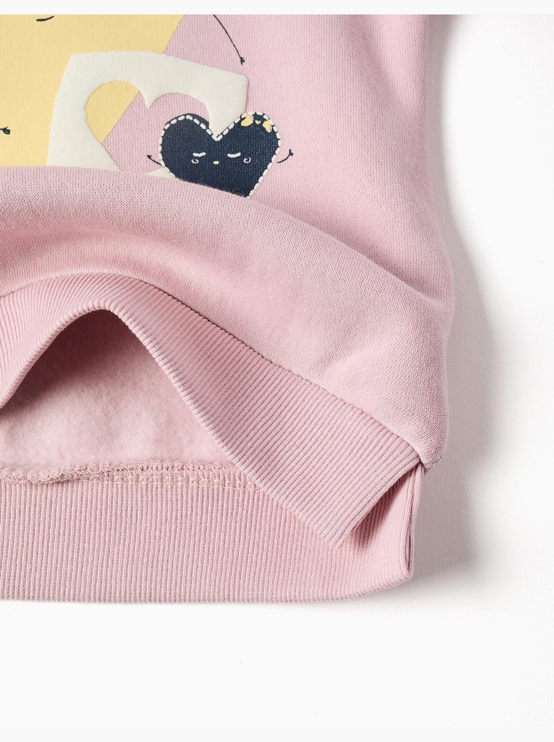 Felpa spazzolata con cuori stampati Malva lilla - Kiabi