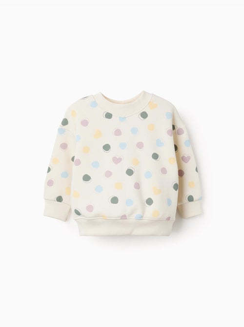 Felpa spazzolata con motivo a cuori e pois - Kiabi