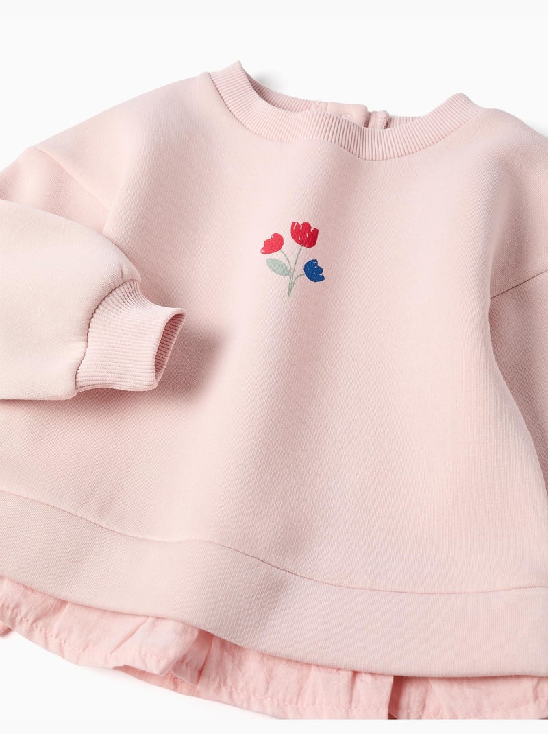 Felpa spazzolata con stampa floreale Rosa - Kiabi
