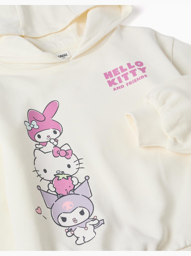 Felpa spazzolata con stampa Hello Kitty Bianco - Kiabi