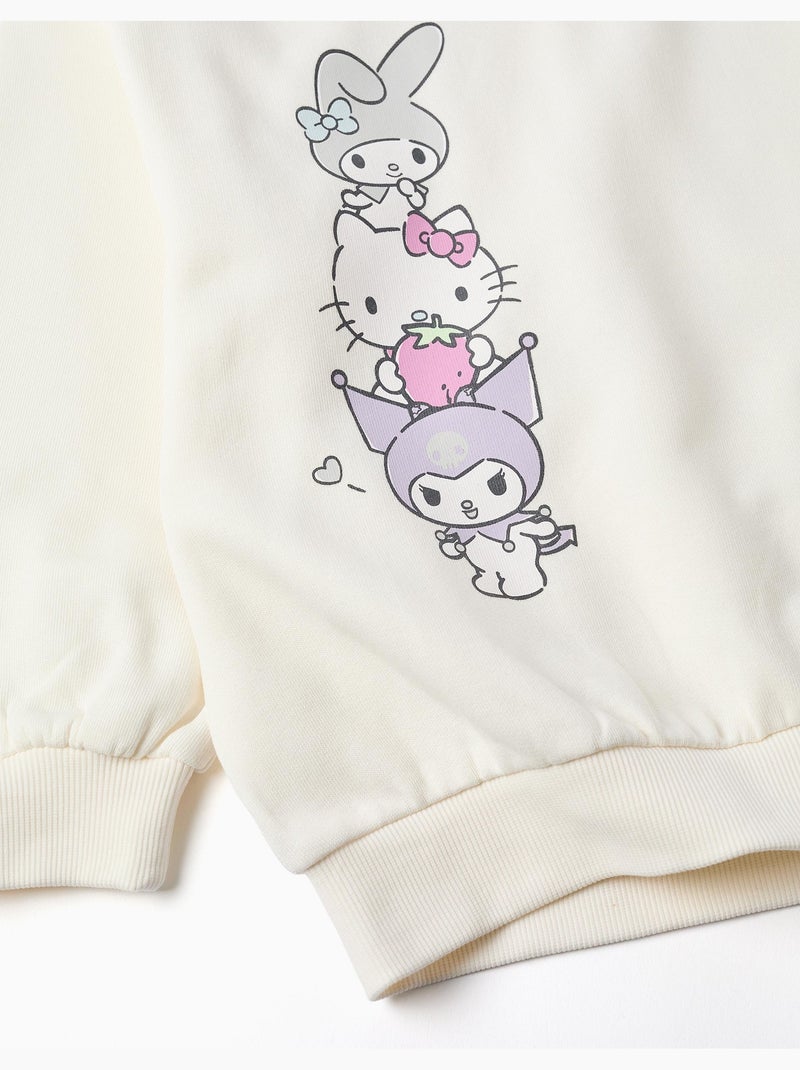 Felpa spazzolata con stampa Hello Kitty Bianco - Kiabi