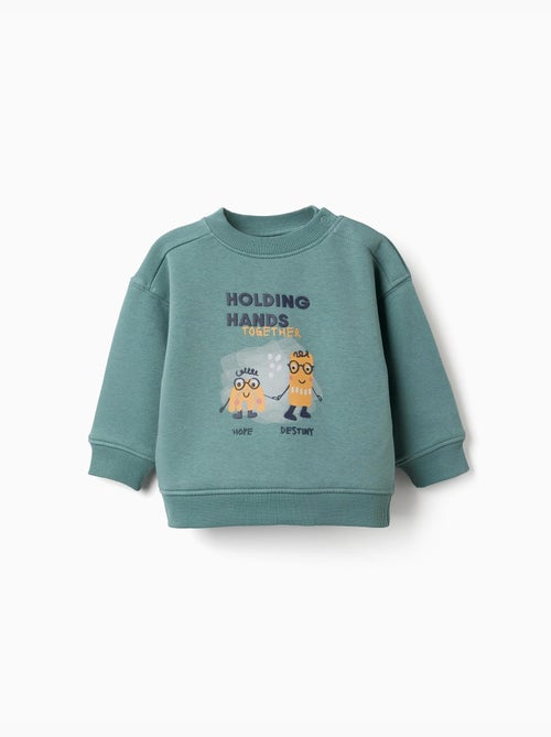 Felpa spazzolata con stampa holding hands - Kiabi