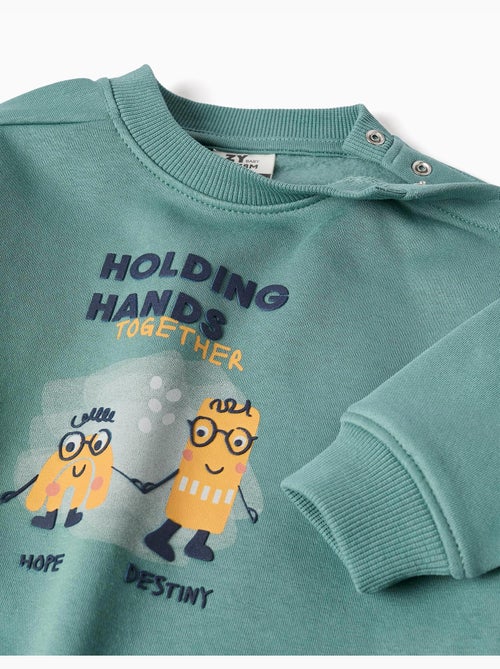 Felpa spazzolata con stampa holding hands - Kiabi