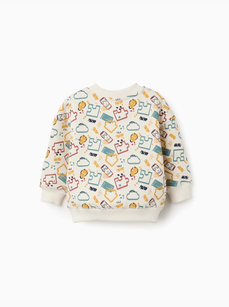 Felpa spazzolata con stampa puzzle e nuvole Bianco - Kiabi