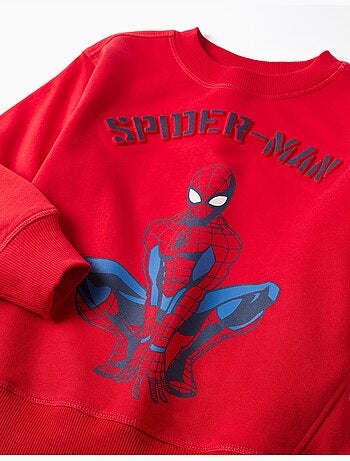 Felpa spazzolato con stampa in rilievo di Spider-Man