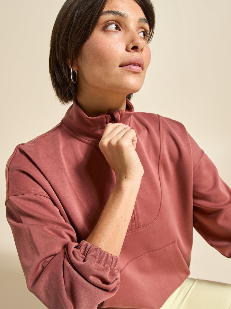 Felpa sportiva con collo alla coreana - (ekstract) Marrone - Kiabi