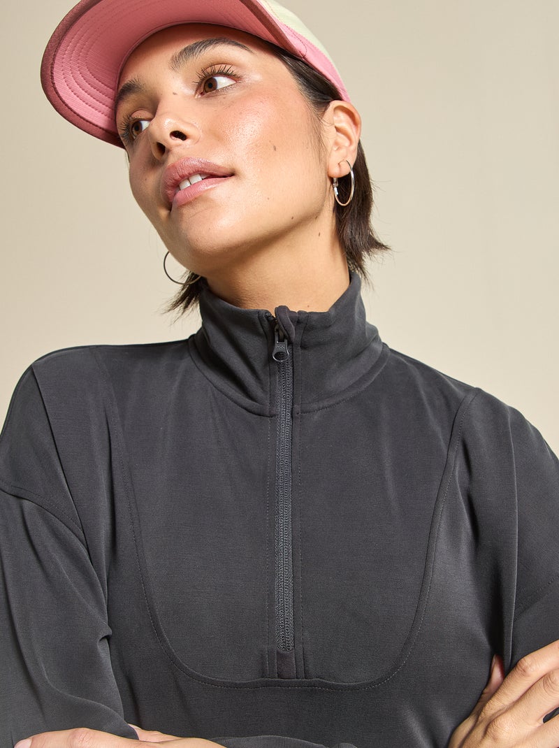 Felpa sportiva con collo alla coreana - (ekstract) Nero - Kiabi