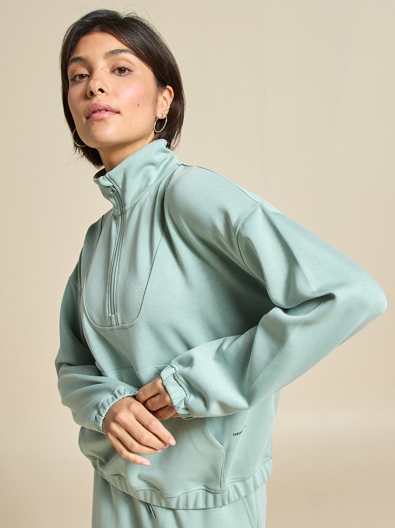 Felpa sportiva con collo alla coreana - (ekstract) Verde - Kiabi