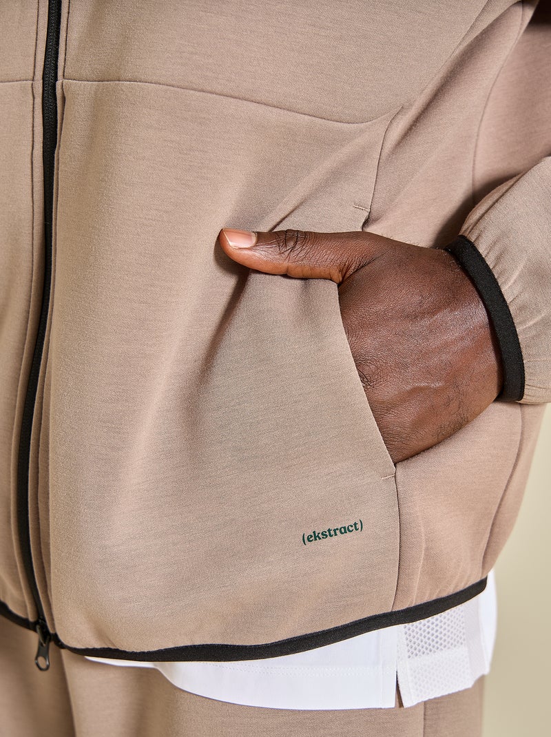 Felpa sportiva con zip (ekstract) Beige - Kiabi