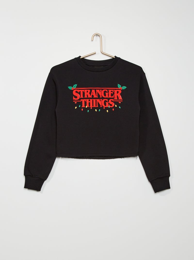 Felpa stampa 'Stranger Things' Nero - Kiabi