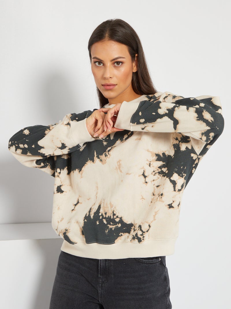 Felpa stampa tie and dye BIANCO - Kiabi