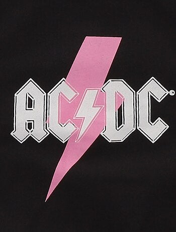 Felpa stampata 'ACDC' in pile di cotone tinta unita