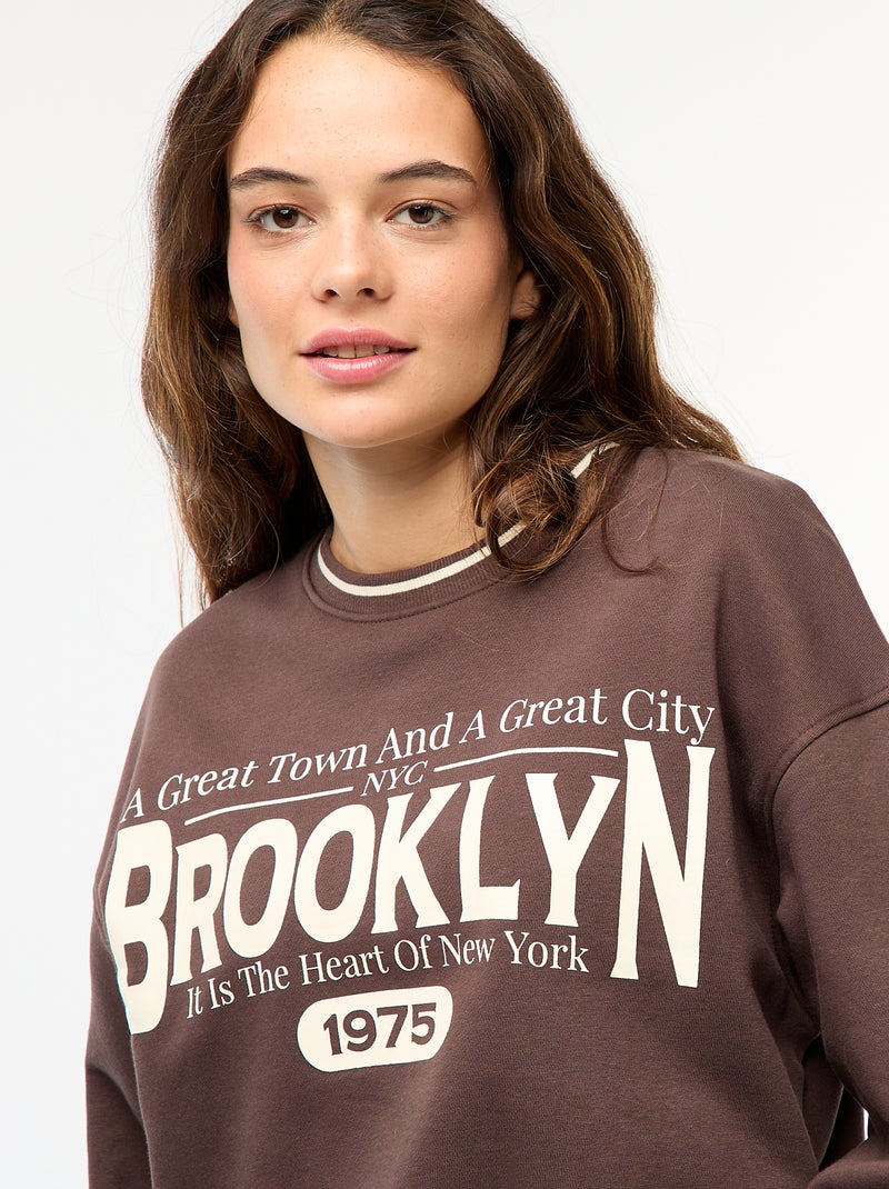 Felpa stampata 'Brooklyn' Marrone - Kiabi
