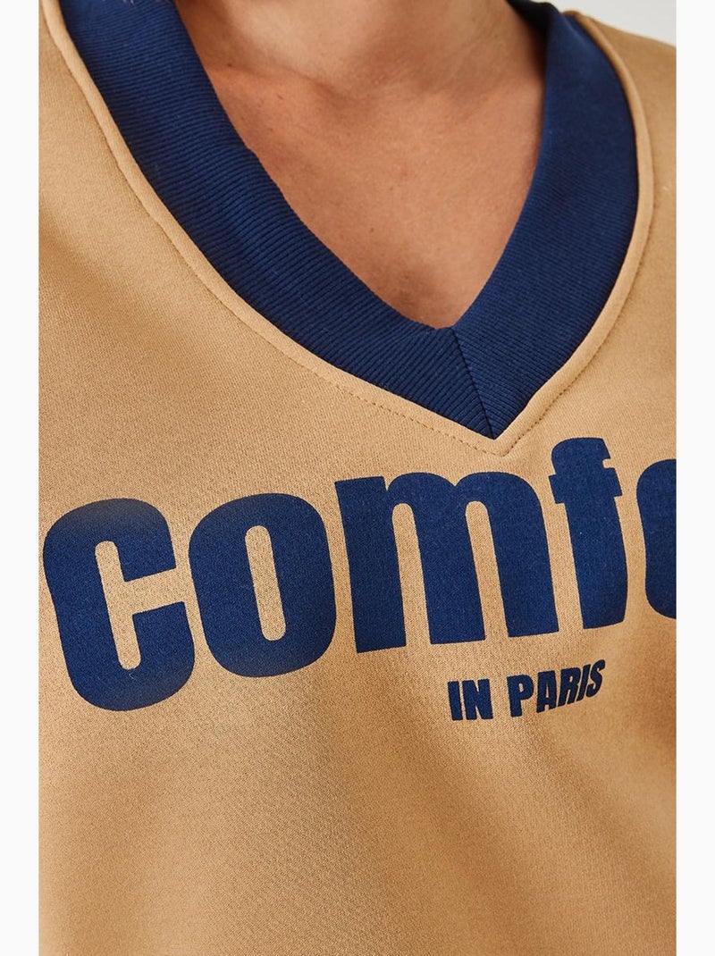 Felpa stampata comfort bianco lucci Cammello - Kiabi