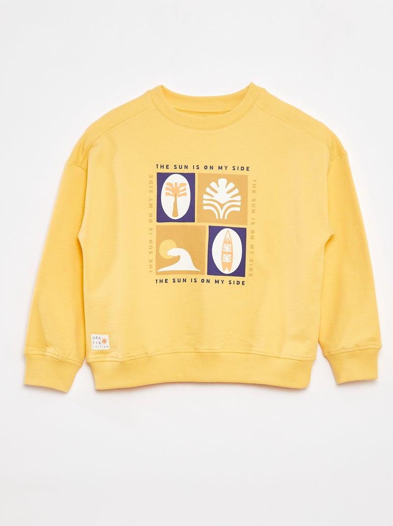 Felpa stampata con scollo tondo GIALLO - Kiabi