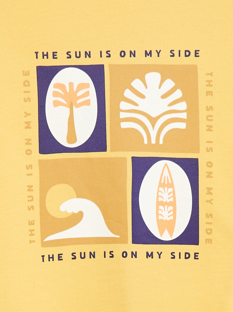 Felpa stampata con scollo tondo GIALLO - Kiabi