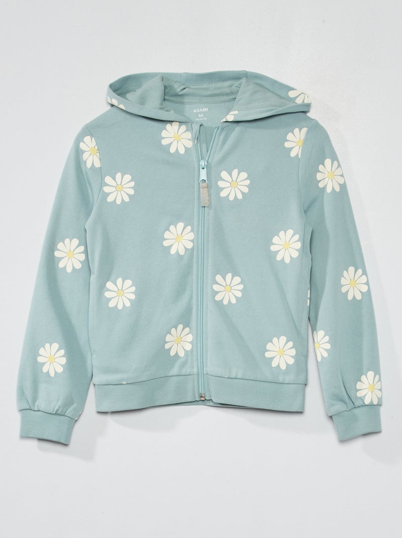 Felpa stampata con zip e cappuccio BLU - Kiabi