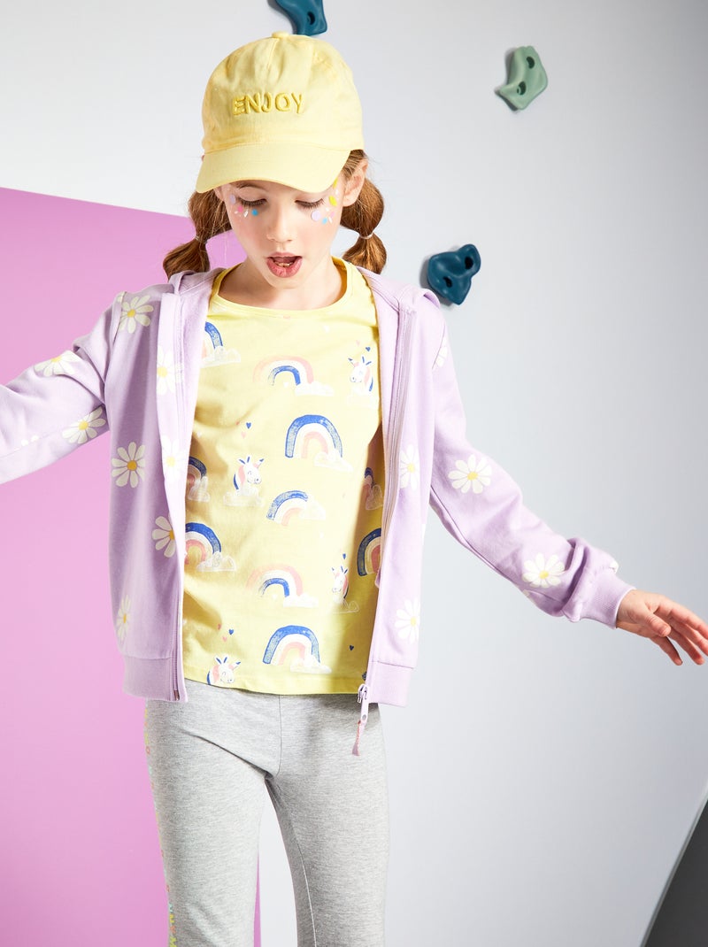 Felpa stampata con zip e cappuccio VIOLA - Kiabi