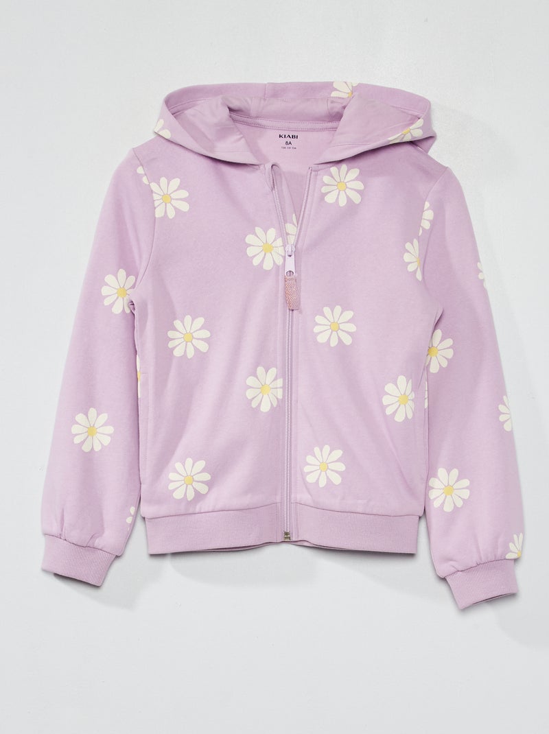 Felpa stampata con zip e cappuccio VIOLA - Kiabi