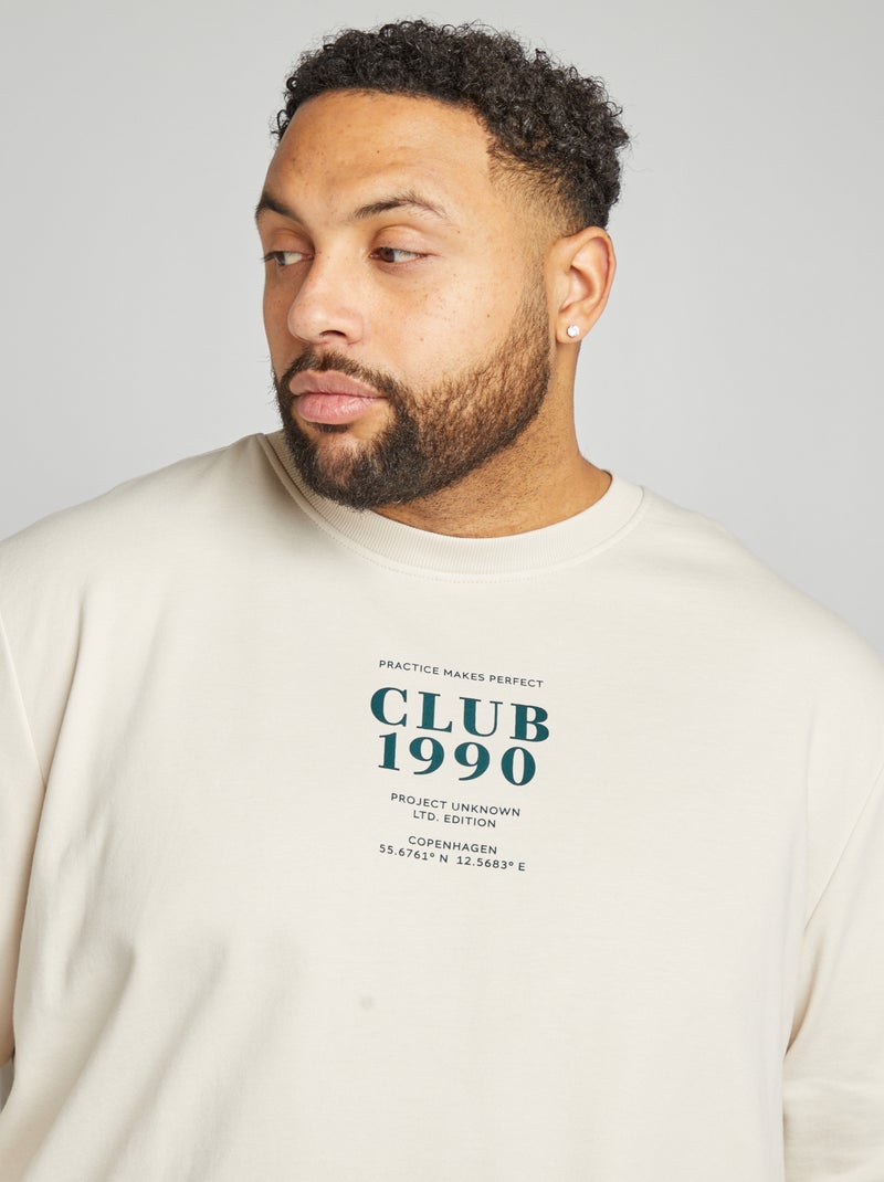 Felpa stampata davanti e dietro BEIGE - Kiabi