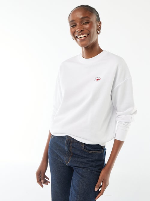 Felpa stampata 'Disney' 'Mickey e Minnie' in cotone tinta unita - Kiabi