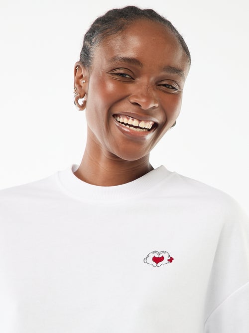 Felpa stampata 'Disney' 'Mickey e Minnie' in cotone tinta unita - Kiabi