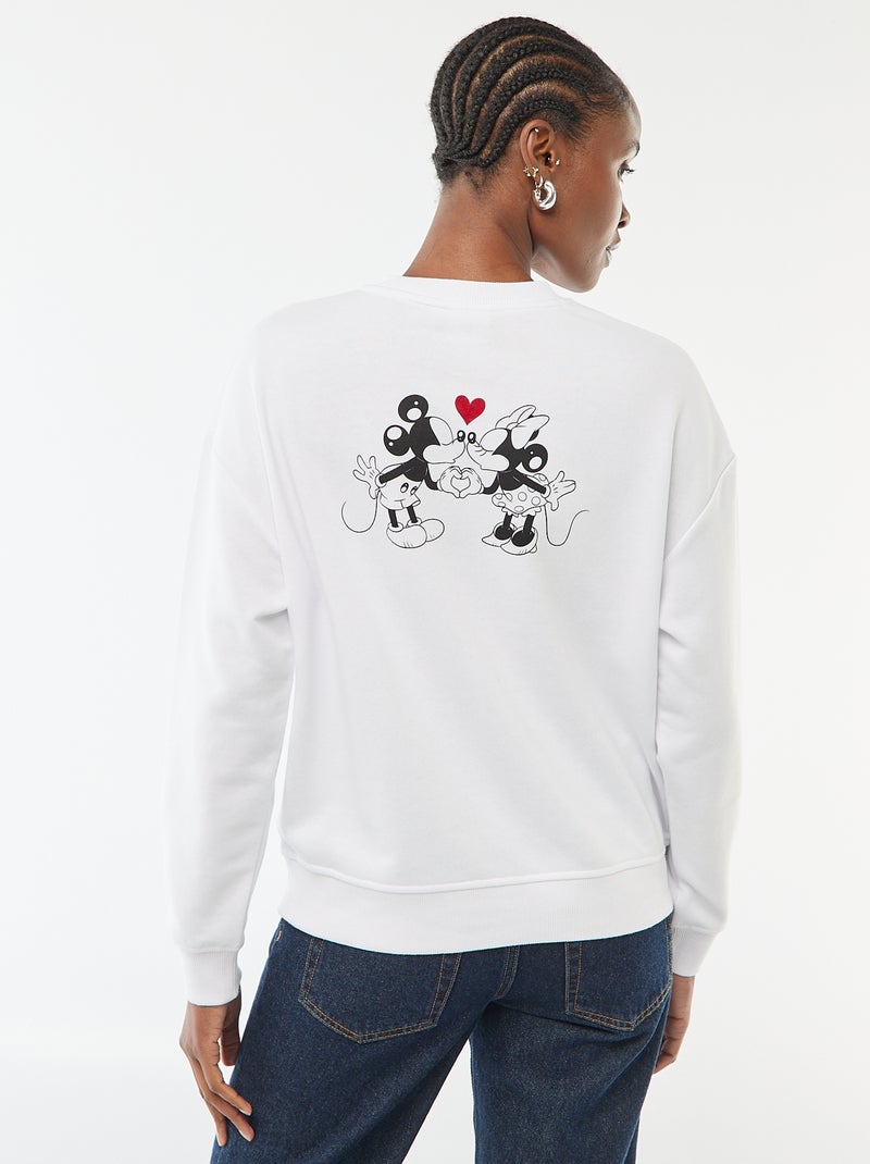 Felpa stampata 'Disney' 'Mickey e Minnie' in cotone tinta unita Bianco - Kiabi
