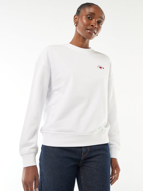 Felpa stampata 'Disney' 'Mickey e Minnie' in cotone tinta unita - Kiabi