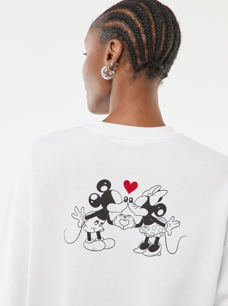 Felpa stampata 'Disney' 'Mickey e Minnie' in cotone tinta unita Bianco - Kiabi