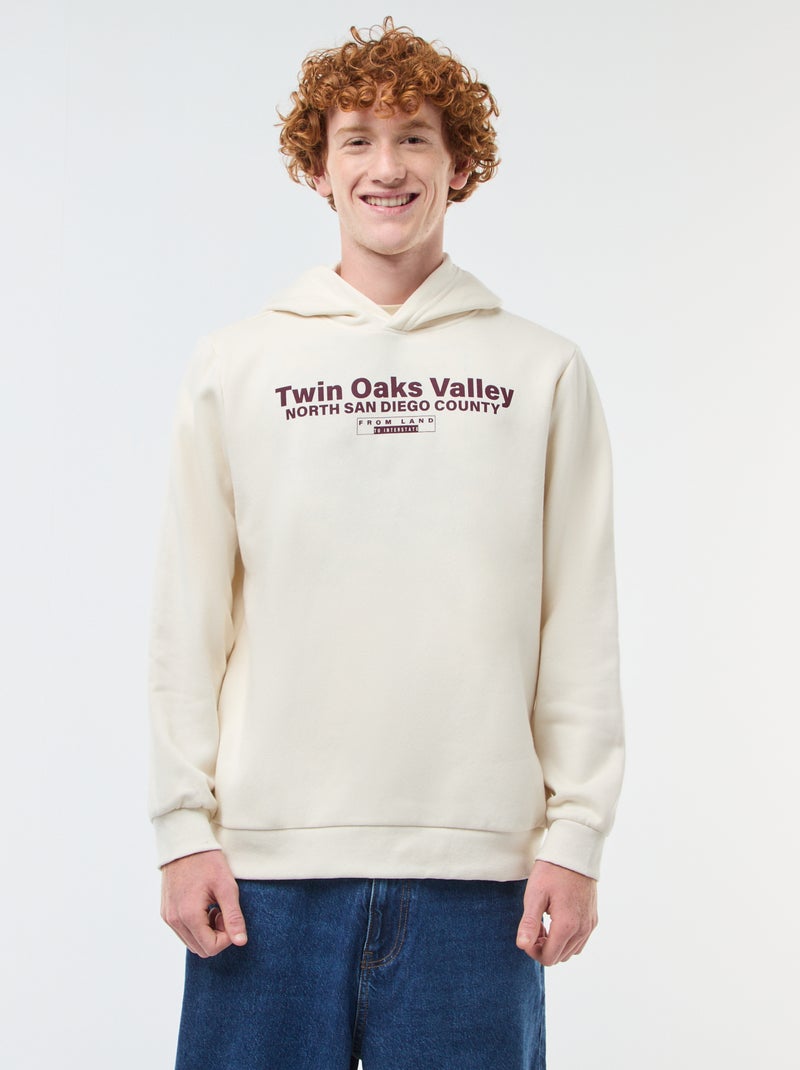 Felpa stampata fantasia in cotone tinta unita Bianco - Kiabi