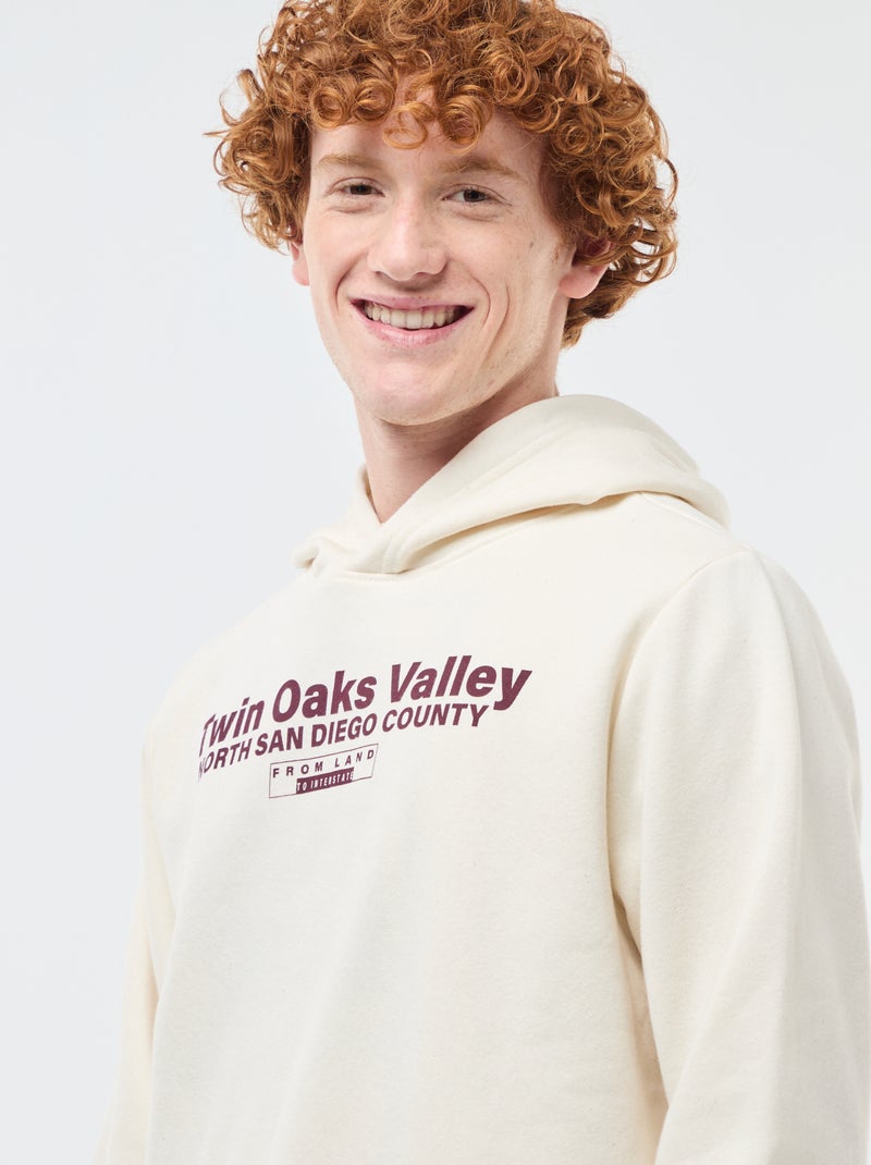 Felpa stampata fantasia in cotone tinta unita Bianco - Kiabi