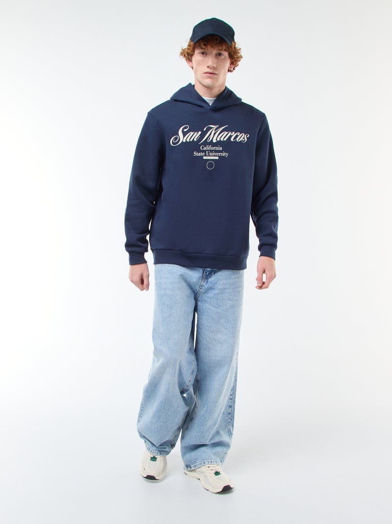 Felpa stampata fantasia in cotone tinta unita Blu - Kiabi