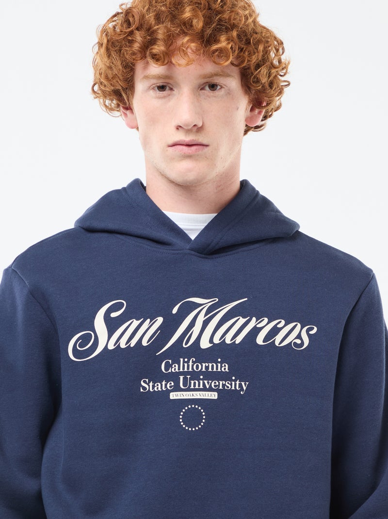 Felpa stampata fantasia in cotone tinta unita Blu - Kiabi