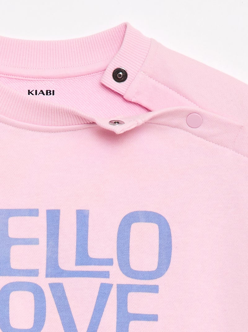 Felpa stampata in french terry leggero - Collezione facile da indossare Rosa - Kiabi