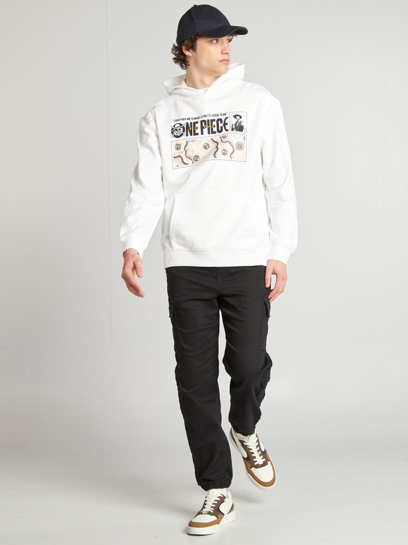 Felpa stampata in tessuto felpato 'One Piece' bianco - Kiabi