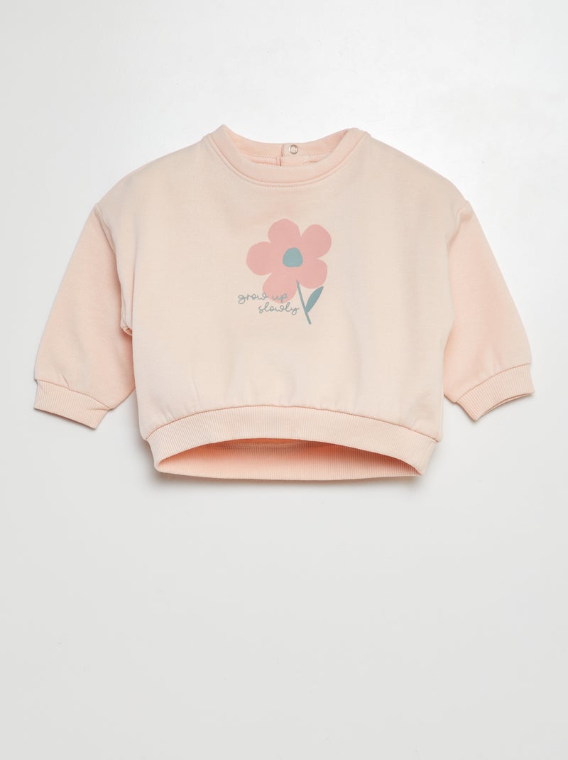 Felpa stampata in tessuto felpato ROSA - Kiabi