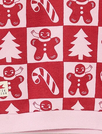 Felpa stampata Natale in jersey di cotone