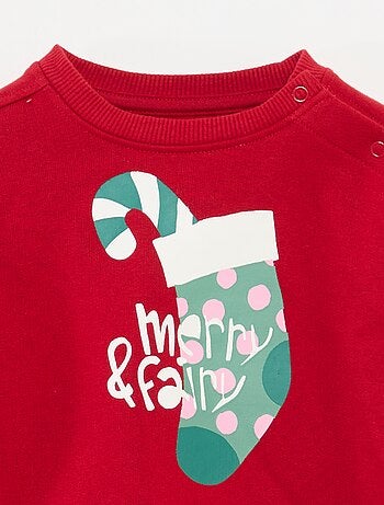 Felpa stampata Natale in jersey di cotone