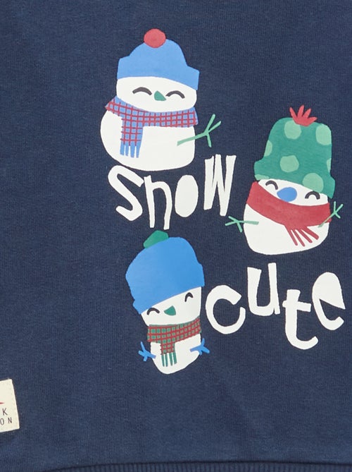 Felpa stampata Natale in pile di cotone - Kiabi