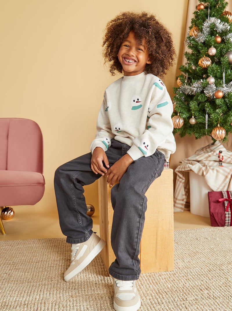 Felpa stampata Pupazzo di neve GRIGIO - Kiabi