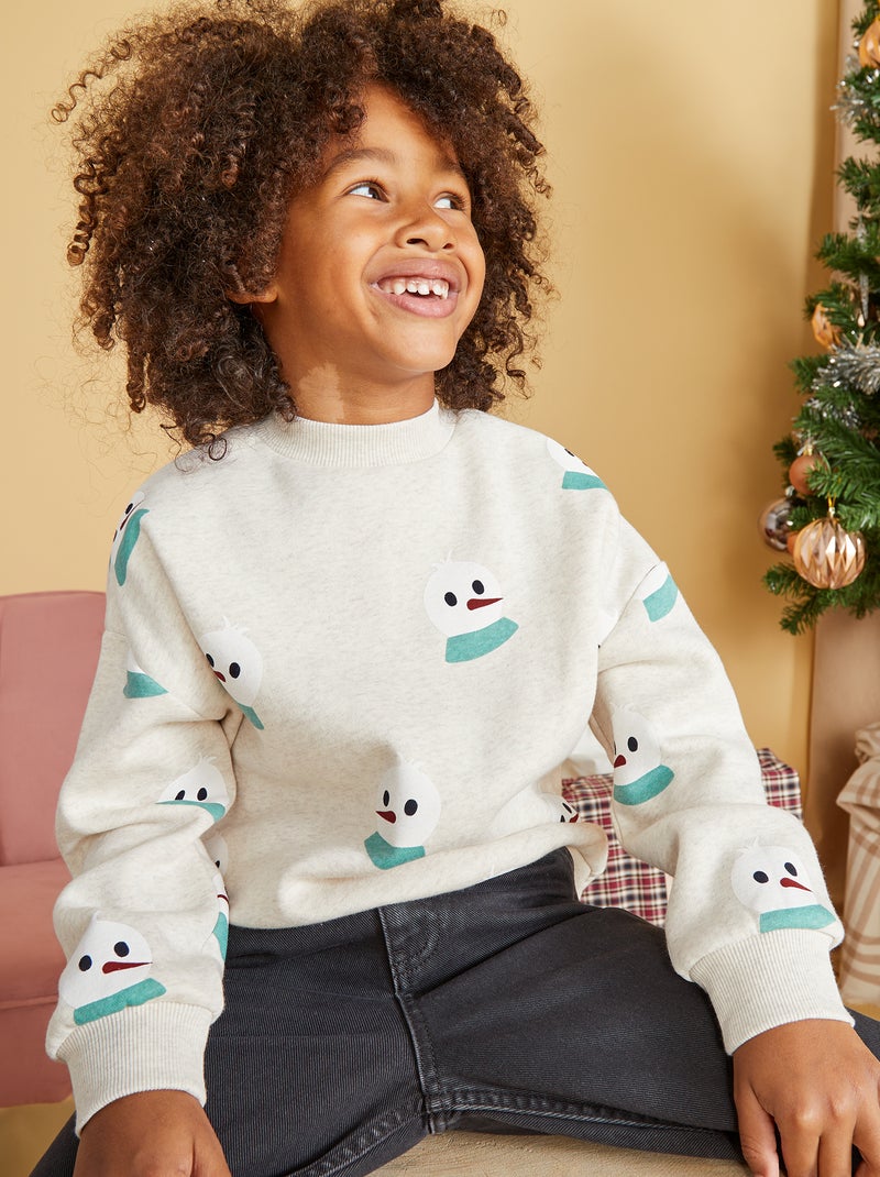 Felpa stampata Pupazzo di neve GRIGIO - Kiabi