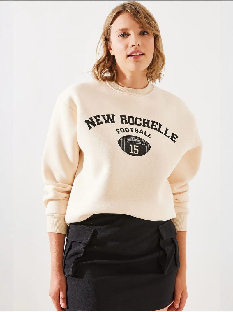 Felpa stampata rochelle in pile triplo filato mbhs lucci Beige argilla - Kiabi